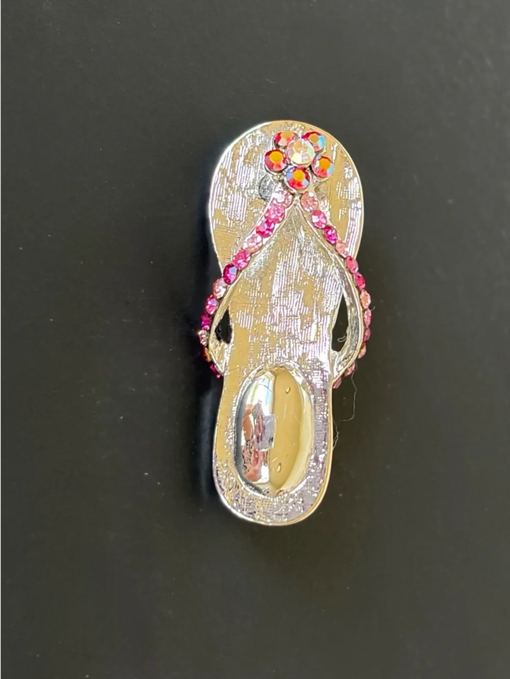 Beach Vibes Silver Sandal With AB Stone Pin/Brooch